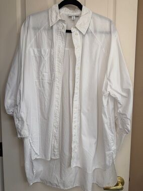 Topshop White Oversized Button-Down Shirt Blouse
